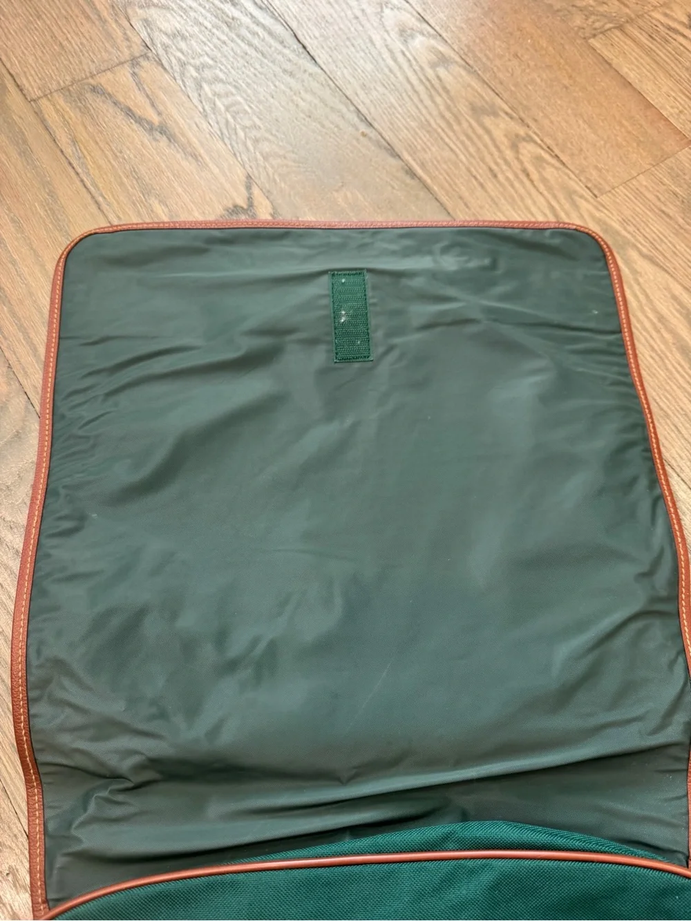 Ralph Lauren Green Canvas Messenger Bag with Brown Trim ~ USED
